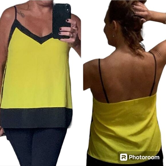 Bisou bisou yellow and black sleeveless blouse - Picture 1 of 11